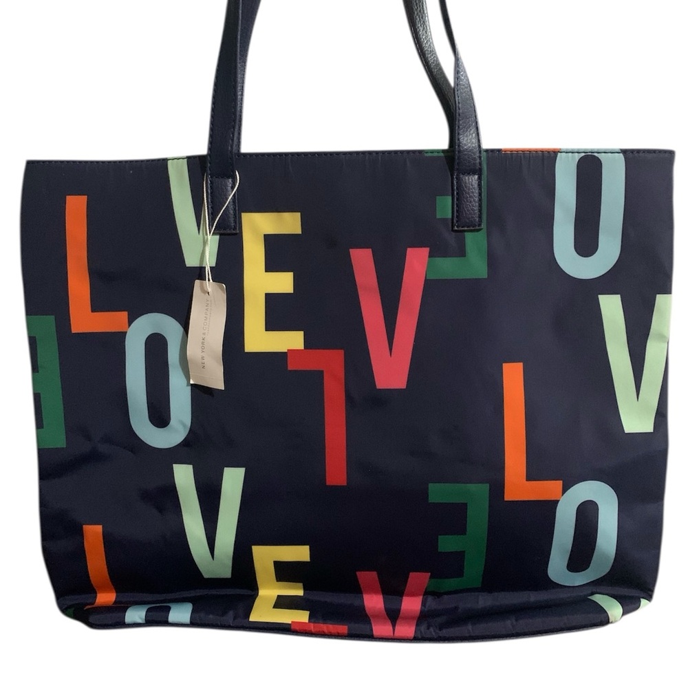 New York & Company Black Tote with Multicolor Letter Design - Picture 2 of 6